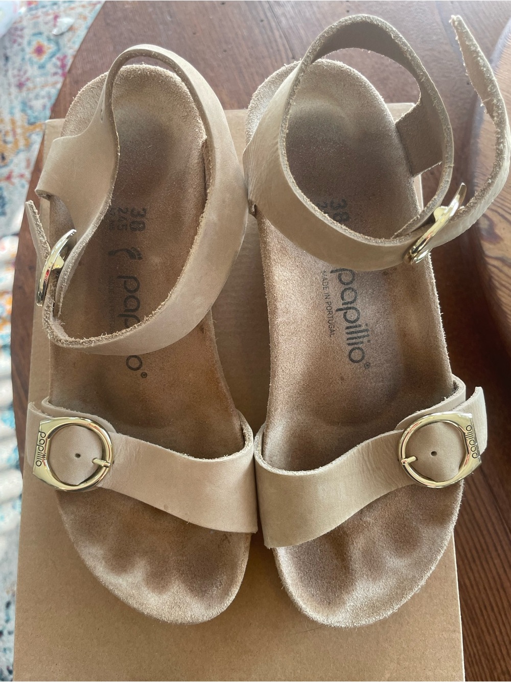 Papillio Birkenstock Tan Suede Ankle-Strap Sandals Size 38 Like new!